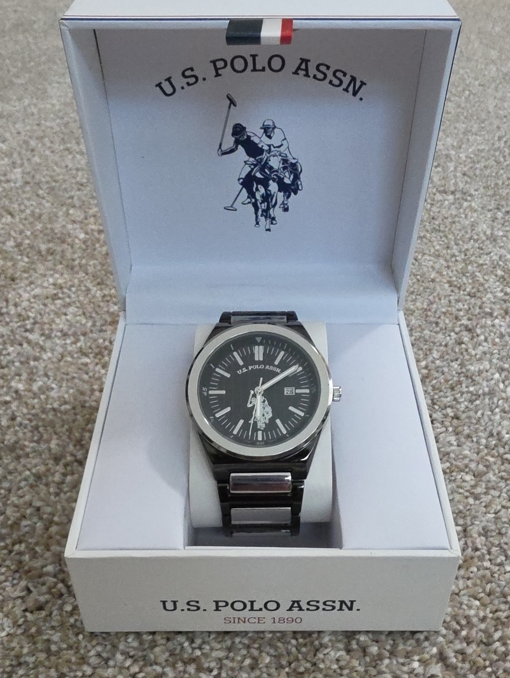 U.S. Polo Assn. Black Dial Men's Metal Bracelet Watch